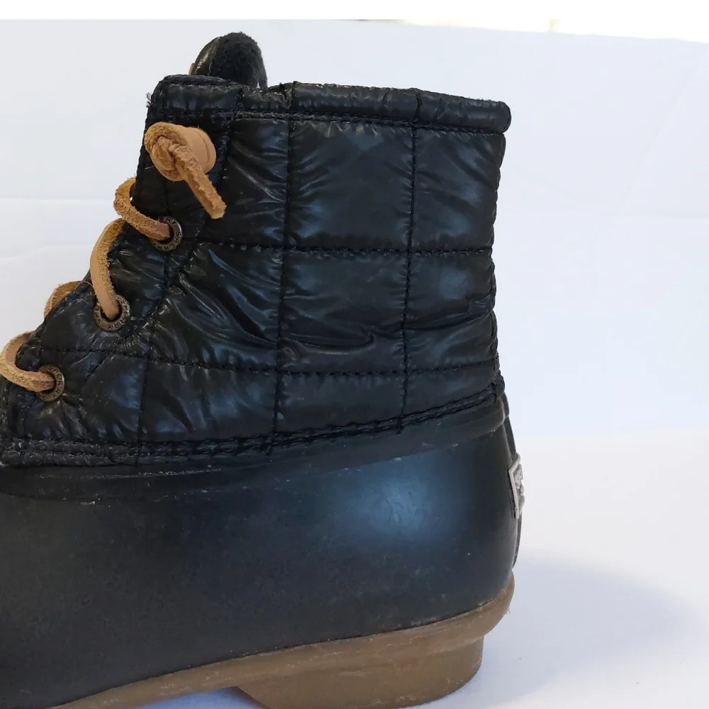 SPERRY Women's Black Saltwater Shiny Quilted Duck Rain Boot Shoe STD80755 SZ 7.5 - Picture 3 of 9